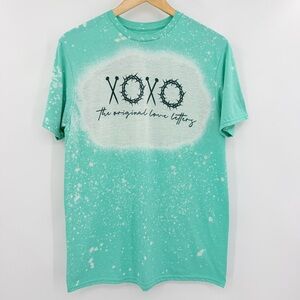 Christian Original Love Letter Custom Bleached Teal T-Shirt Womens Size Medium